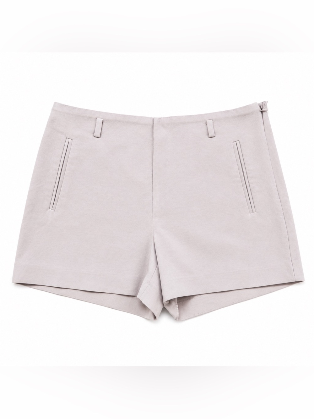 Zara High-Waist Tailored Shorts in Light Taupe